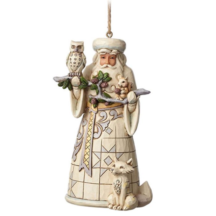 Figura White Woodland Santa Hanging Ornament Figure