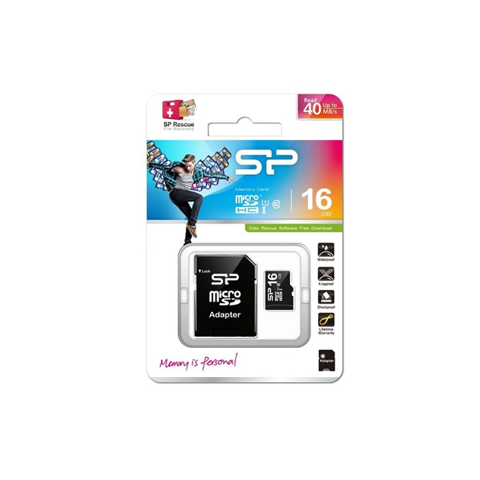 Memorijska kartica microSD 16GB SP SDHC CLASS 10/U1+ ADAPTER
