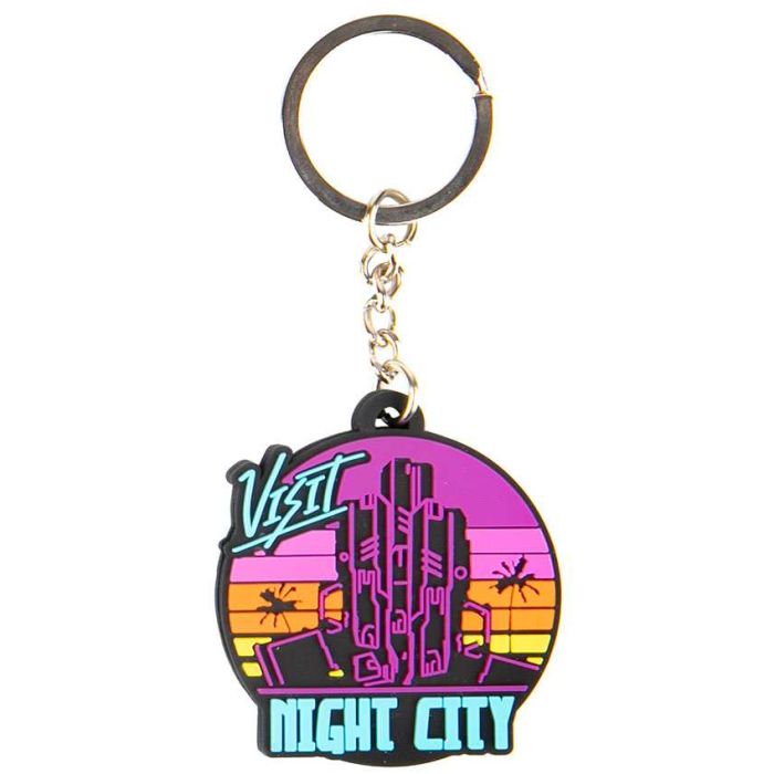 Privezak Cyberpunk 2077 Visit Night City PVC Keychain Multicolor
