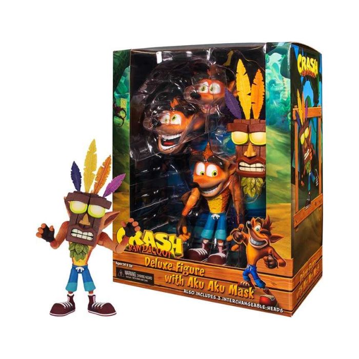 Figura Crash Bandicoot - Ultra Deluxe Crash Bandicoot with Aku Aku Mask 18 cm