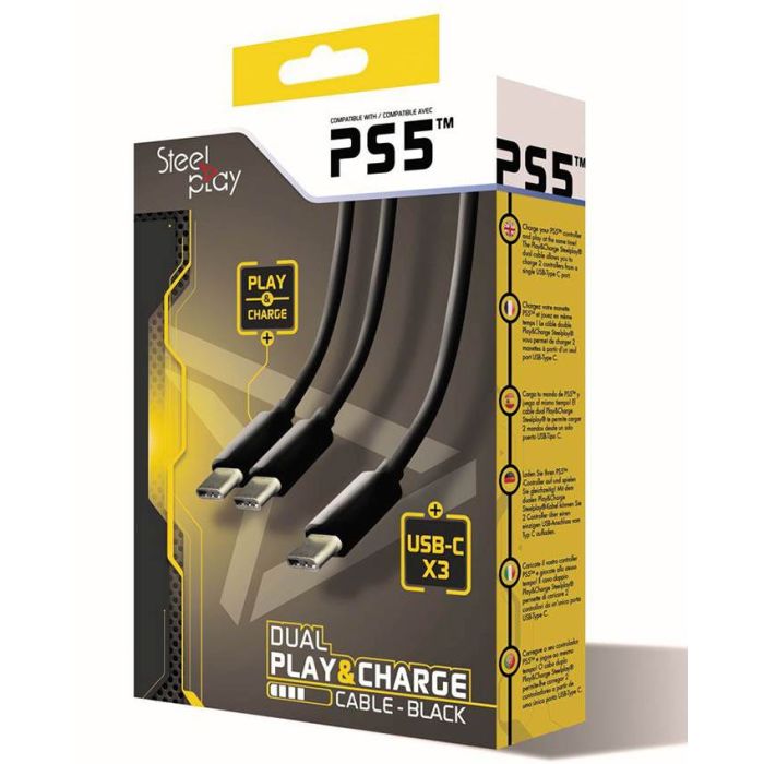 Kabl Steelplay Dual Play and Charge - Dual Type-C USB za PS5 Black
