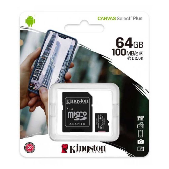 Memorijska kartica Kingston A1 MicroSDXC 64GB 100R class 10 SDCS2/64GB + adapter
