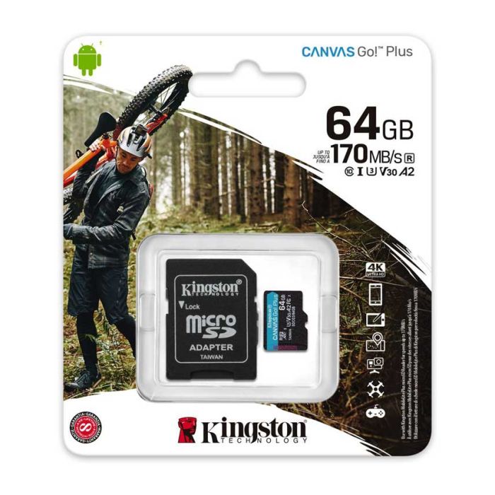 Memorijska kartica Kingston U3 V30 microSDXC 64GB Canvas Go Plus 170R A2 + adapt