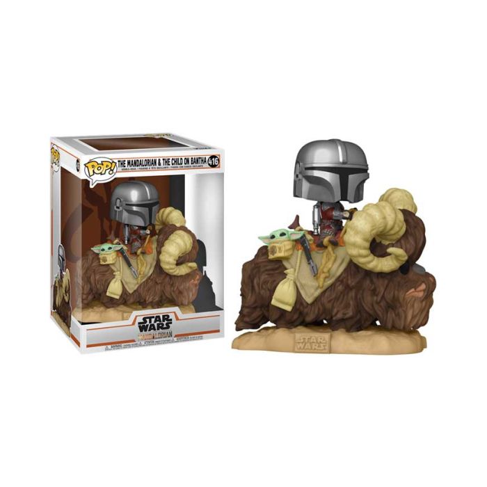 Figura POP! Star Wars Mandalorian Deluxe - Mando on Bantha with Child in Bag