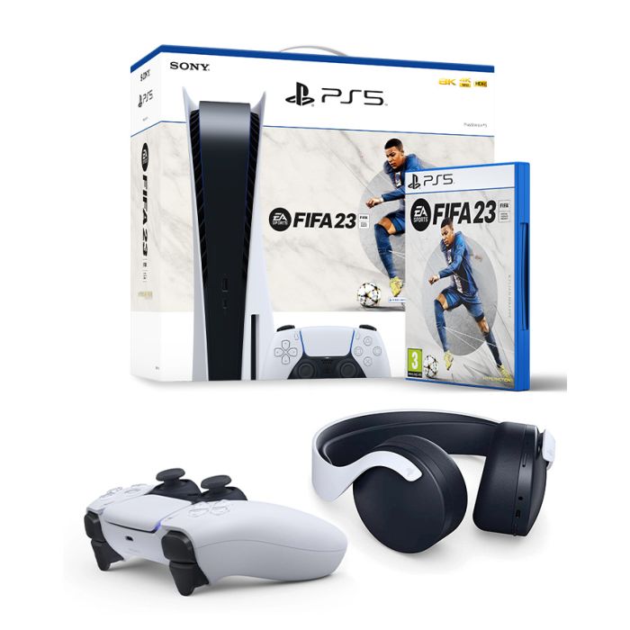 Konzola Sony PlayStation 5 PS5 + FIFA 23 + 2x DualSense Controller White + Slušalice Pulse 3D White