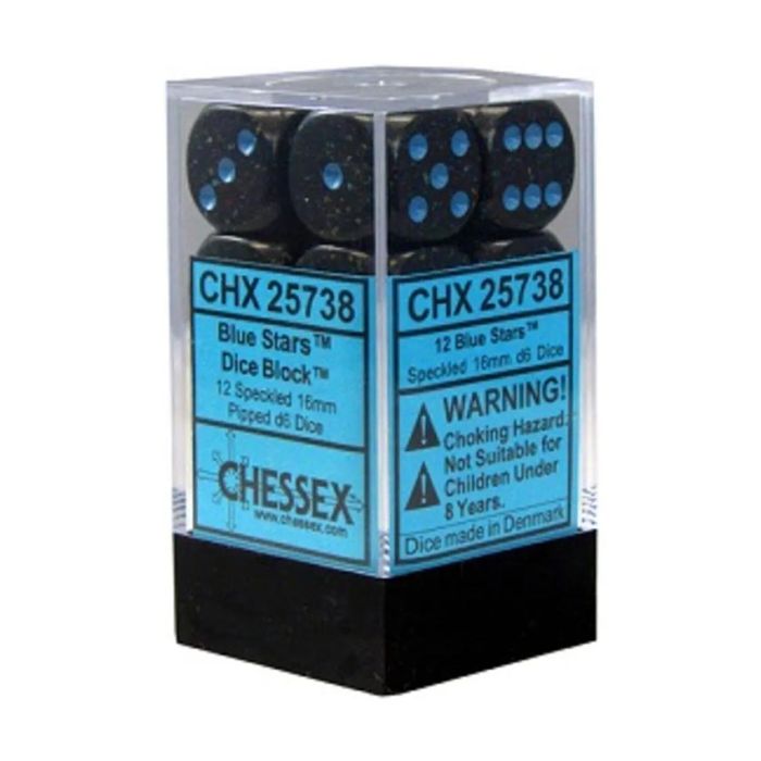 Kockice Chessex - Speckled - Blue Stars - Dice Block 16mm (12)