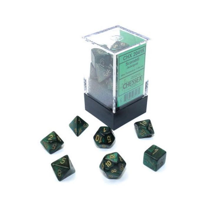 Kockice Chessex - Scarab - Mini Polyhedral - Jade & Gold (7)