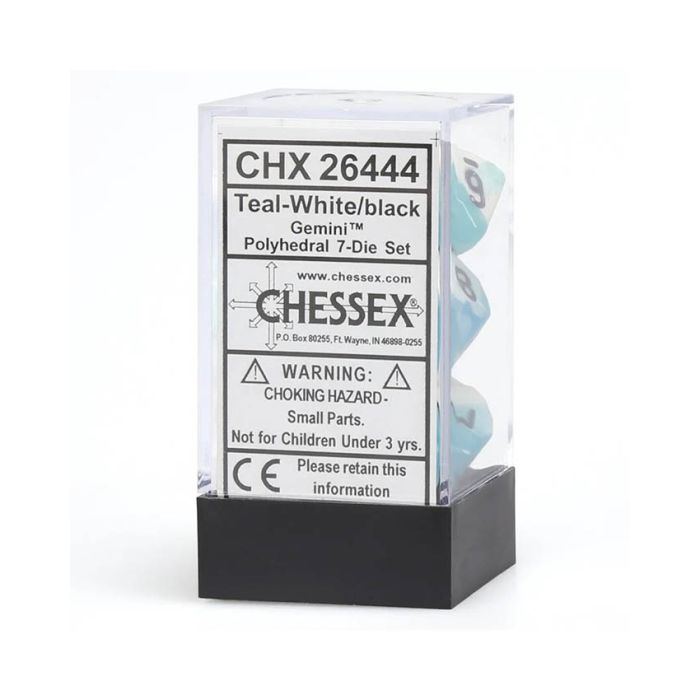 Kockice Chessex - Gemini - Polyhedral - Steel-Teal & White (7)