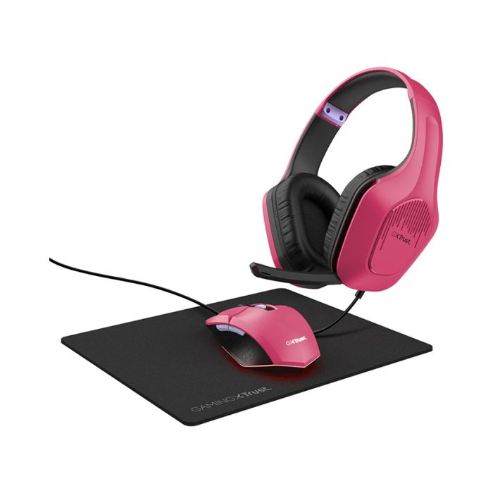 Miš + slušalice + podloga Trust GXT 790P Tridox 3-in-1 Pink