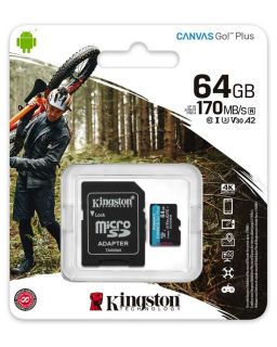 Memorijska kartica Kingston U3 V30 microSDXC 64GB Canvas Go Plus 170R A2 + adapt