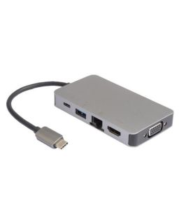 Adapter E-Green USB tip C na HDMI+VGA+2USB3+LAN+USB(C)