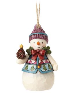 Figura Mini Snowman W/Pinecones Hanging Ornament Figure