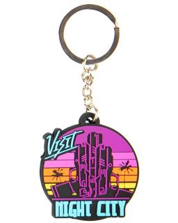 Privezak Cyberpunk 2077 Visit Night City PVC Keychain Multicolor