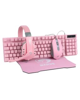 Tastatura + miš + slušalice + podloga Marvo CM370 Pink komplet