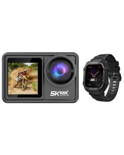 Akciona Kamera Venture 5K Duo + Kairos Smart Watch Black