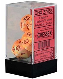 Kockice Chessex - Festive - Sunburst & Red (7)