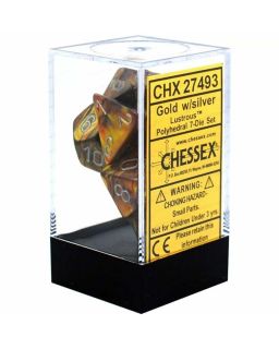 Kockice Chessex - Lustrous - Mini Polyhedral - Gold & Silver (7)