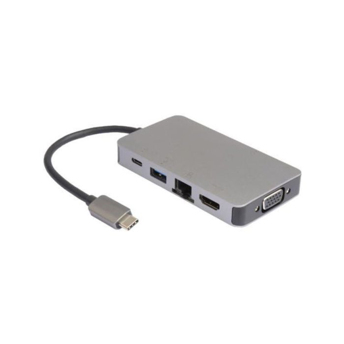 Adapter E-Green USB tip C na HDMI+VGA+2USB3+LAN+USB(C)